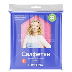 Салфетка бытовая для уборки, вискоза, 34х38 см, 5 шт, Lomberta, К4133