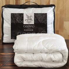Одеяло евростандарт, 200х220 см, Лебяжий искусственный пух, 350 г/м2, зимнее, чехол полиэстер, кант, Selena