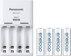 Зарядное устройство для аккумуляторов Panasonic Basic Charger + 4AA 1900 mAh (белый)