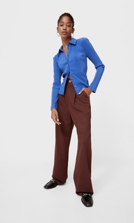 Stradivarius Брюки С Широкими Штанинами Коричневый 34