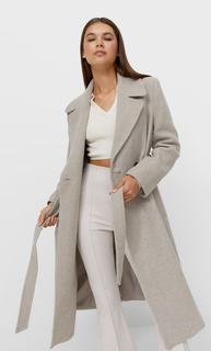 Stradivarius Пальто С Поясом Цвет Небеленого Полотна M