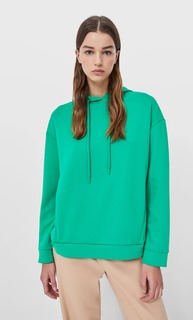 Stradivarius Базовое Худи Зеленый L
