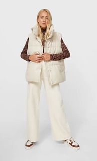 Stradivarius Стеганый Жилет Из Искусственной Кожи Цвет Небеленого Полотна L