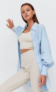 Stradivarius Рубашка Объемного Кроя Из Поплина Небесно-Голубой M
