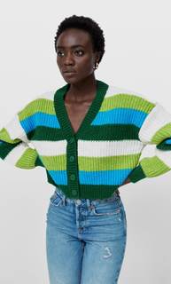 Stradivarius Базовый Кардиган Из Фетра Зеленый Xs