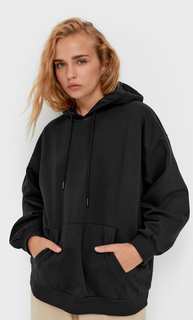 Stradivarius Худи Оверсайз Черный Xs
