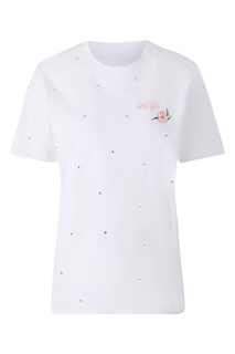 Белая футболка с вышивкой Alessandra Rich