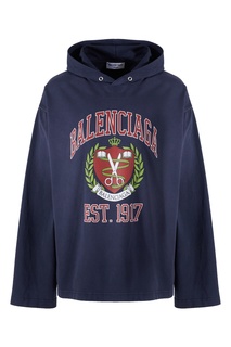 Синее худи с принтом Balenciaga