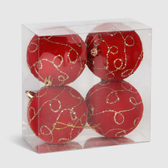 Набор шаров с флоком Linhai jinnuo 4 шт 8 см красный
