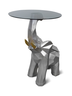 Журнальный столик, статуэтка - слон с подносом (my interno) серебристый 46x65x46 см.