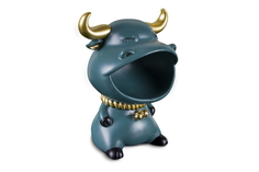 Дизайнерская статуэтка - бык с нишей для мелочей (my interno) синий 18x28x14 см.
