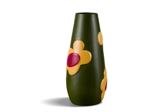 Стильная ваза с цветочным декором (my interno) зеленый 30 см.