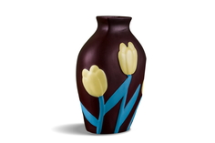 Стильная ваза с цветочным декором (my interno) коричневый 18 см.