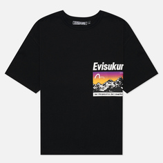 Мужская футболка Evisu Evisukuro Printed Multi Badges Oversized, цвет чёрный