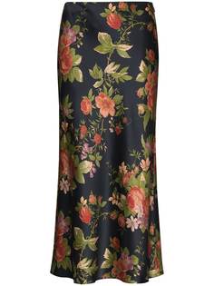 Reformation шелковая юбка миди Pratt с цветочным принтом