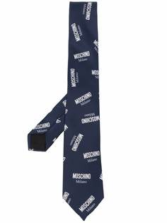 Moschino шелковый галстук с логотипом