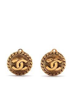 Chanel Pre-Owned серьги-клипсы 1980-х годов с логотипом CC