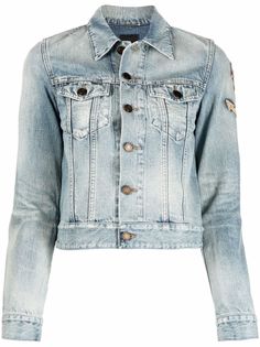 Saint Laurent джинсовая куртка с вышивкой