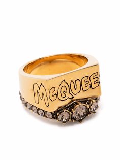 Alexander McQueen кольцо McQueen Graffiti с кристаллами