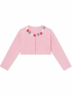 Dolce & Gabbana Kids укороченный кардиган с цветочной вышивкой