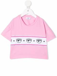 Chiara Ferragni Kids футболка с контрастной полоской и логотипом