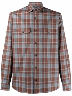 Z Zegna клетчатая рубашка на пуговицах