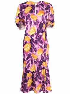Marni платье с объемными рукавами и цветочным принтом