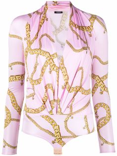 Versace приталенная блузка с принтом