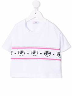 Chiara Ferragni Kids футболка с контрастной полоской и логотипом