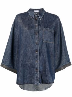 Brunello Cucinelli джинсовая рубашка с расклешенными рукавами
