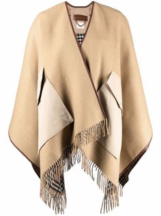Burberry кейп с бахромой и карманами