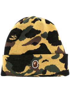 A BATHING APE® шапка бини с камуфляжным принтом и нашивкой Milo Bape