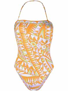 Emilio Pucci купальник с вырезом халтер и принтом Bandierine