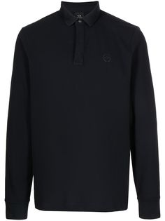 Armani Exchange рубашка поло с длинными рукавами и вышитым логотипом