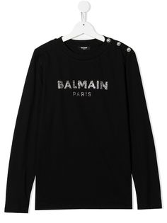 Balmain Kids футболка с кристаллами