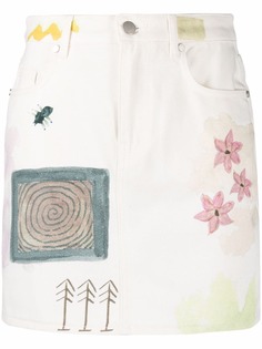 MCQ джинсовая юбка мини с цветочным принтом