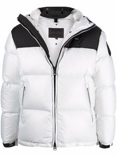 Blauer пуховик с капюшоном и логотипом