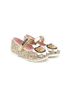 Moschino Kids балетки Teddy Bear с блестками