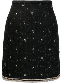 Giambattista Valli фактурная юбка мини с цветочной вышивкой