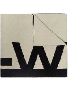 Off-White шерстяной шарф вязки интарсия с логотипом