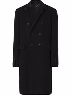 Burberry двубортное пальто с шелковым воротником