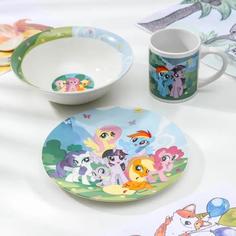 Набор посуды Hasbro My Little Pony, 3 предмета: кружка 240мл, миска 18см, тарелка 19см Unknown