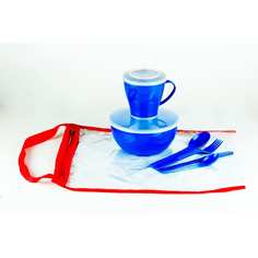 Походный набор посуды solaris на 1 персону синий s1104