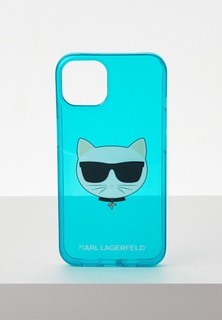 Чехол для iPhone Karl Lagerfeld 13, TPU FLUO Choupette Hard Transp Blue
