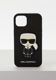 Чехол для iPhone Karl Lagerfeld 13, PU Saffiano Ikonik Patch (metal) Black
