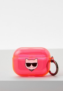 Чехол для наушников Karl Lagerfeld Airpods Pro, TPU FLUO with ring Choupette Transp Pink