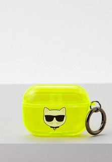 Чехол для наушников Karl Lagerfeld Airpods Pro, TPU FLUO with ring Choupette Transp Yellow
