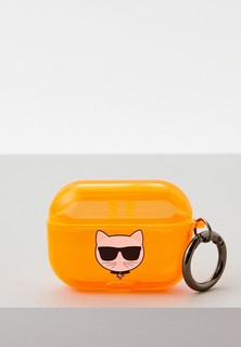 Чехол для наушников Karl Lagerfeld Airpods Pro, TPU FLUO with ring Choupette Transp Orange