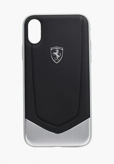 Чехол для iPhone Ferrari X / XS, Heritage V Leather/aluminium stripe Black