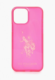 Чехол для iPhone U.S. Polo Assn. 13 Pro Max TPU FLUO Logo Big horse Hard Pink